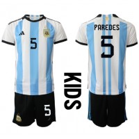 Camisa de time de futebol Argentina Leandro Paredes #5 Replicas 1º Equipamento Infantil Mundo 2022 Manga Curta (+ Calças curtas)